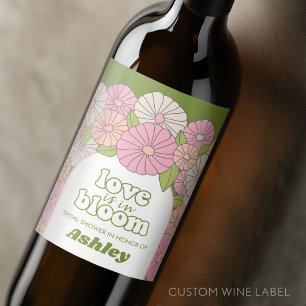 Liebe ist in Bloom - Boho Blume Brautparty Weinetikett
