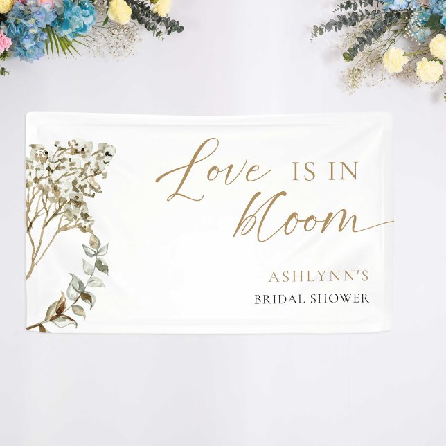 Liebe ist in Bloom Brautparty Pampas Grass Banner (Von Creator hochgeladen)