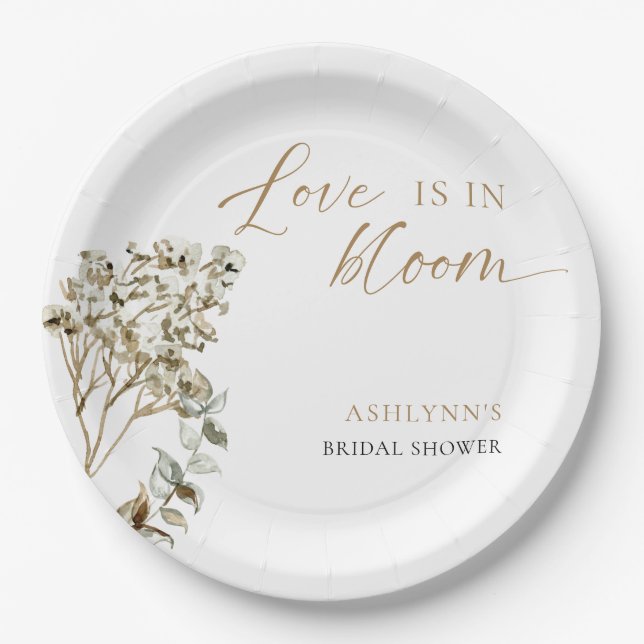 Liebe ist in Bloom Brautparty Pampas Grass Pappteller (Vorderseite)