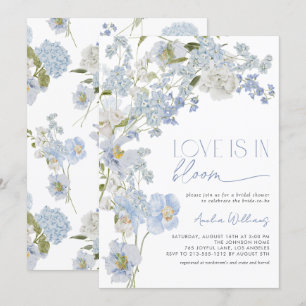 Liebe ist in Bloom Dusty Blue Watercolor Floral Einladung