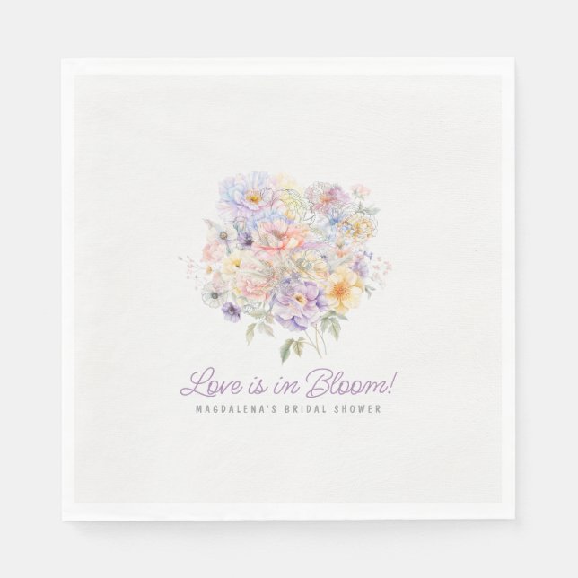 Liebe ist in Bloom Floral Brautparty Custom Serviette (Vorderseite)