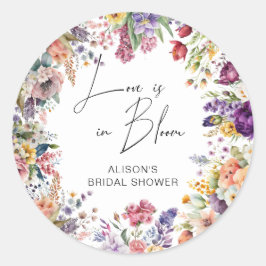 Liebe ist in Bloom Garden Blume Brautparty Runder Aufkleber