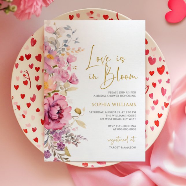 Liebe ist in Bloom Lila Wildblumen Brautparty Einladung (Von Creator hochgeladen)
