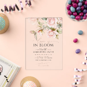 Liebe ist in Bloom Pink Rose & Green Brautparty Acryleinladungen
