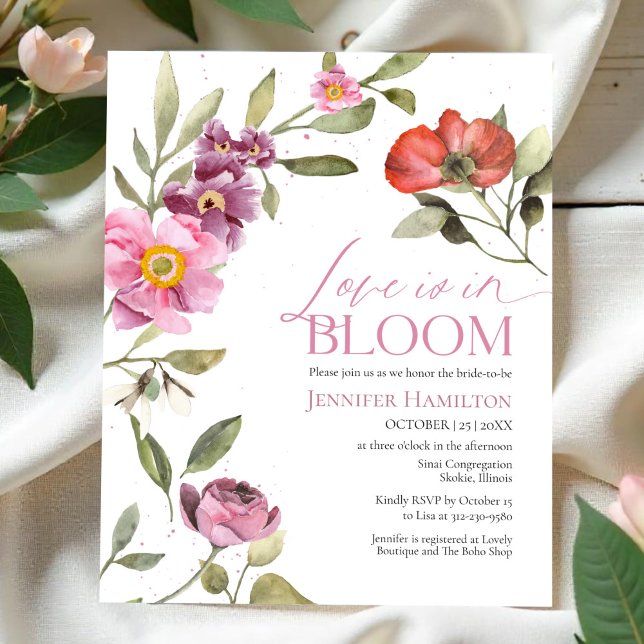 Liebe ist in Bloom Rosey Floral Brautparty Einladu (Von Creator hochgeladen)