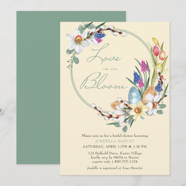 Liebe ist in Bloom Spring Flowers Brautparty Einladung (Vorne/Hinten)