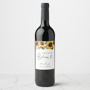 Liebe ist in Bloom Sunflower Brautparty Weinetikett