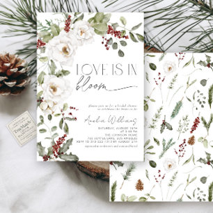 Liebe ist in Bloom White Blume Pine Winter Einladung