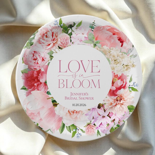 Liebe ist in Bloom | Wild Garden Frame Brautparty Pappteller (Von Creator hochgeladen)
