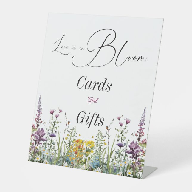 Liebe ist in Bloom Wildblume Blumenkohl Brautparty Sockelschild (Vorderseite)