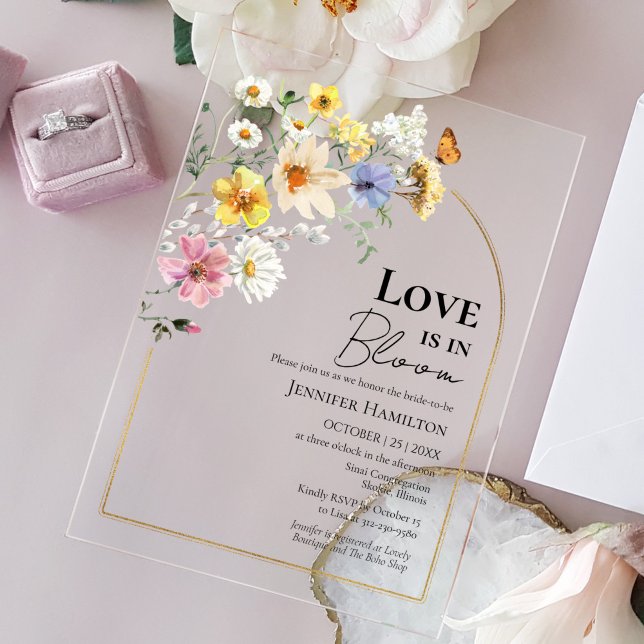 Liebe ist in Bloom | Wildblume Boho Brautparty Acryleinladungen (Von Creator hochgeladen)