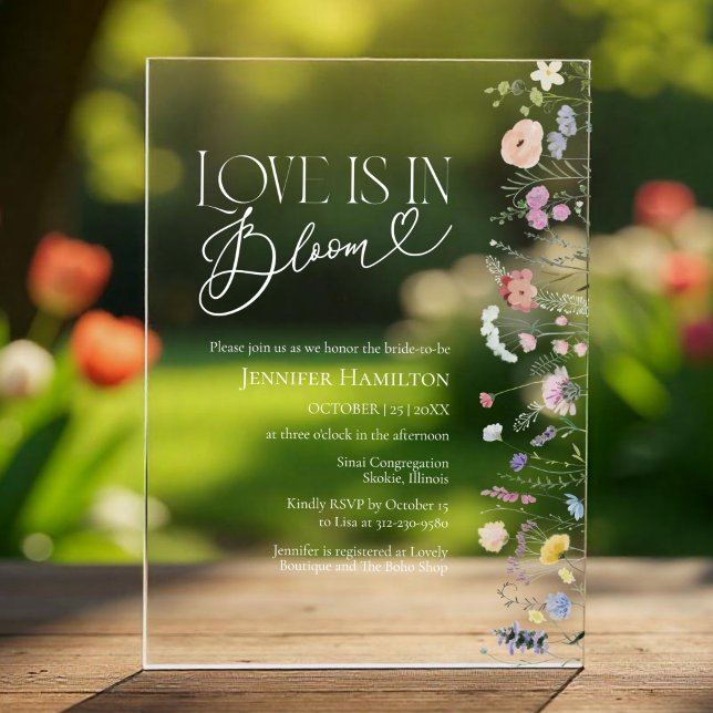 Liebe ist in Bloom | Wildblume Boho Brautparty Acryleinladungen (Von Creator hochgeladen)