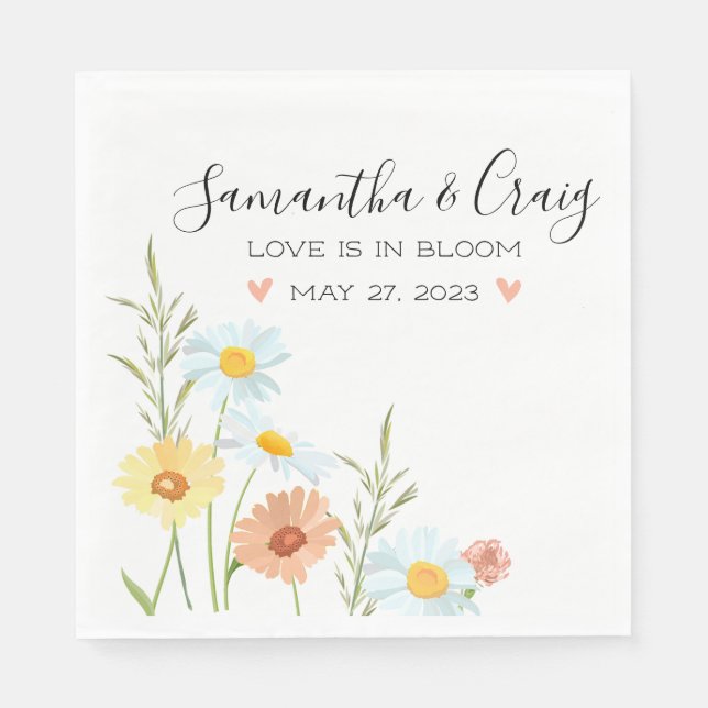 Liebe ist in Bloom Wildblume Hochzeit Napkins Serviette (Vorderseite)