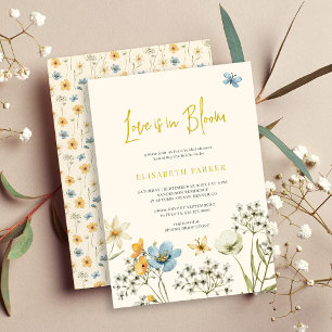 Liebe ist in blühendem Aquarell Blumenkohl-Brautpa Einladung