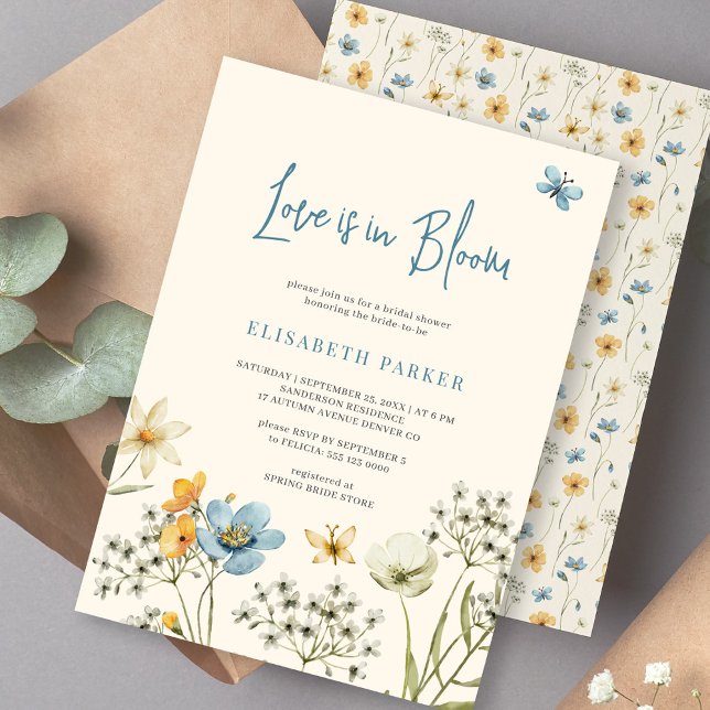 Liebe ist in blühendem Aquarell Blumenkohl-Brautpa Einladung (Von Creator hochgeladen)