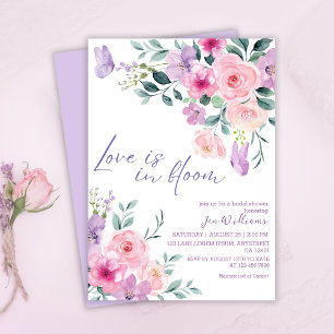 Liebe ist in blühendem Aquarell Blumenkohl-Brautpa Einladung