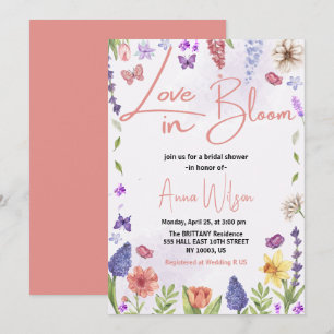 Liebe ist in Blüte Brunch und Bubbly Brautparty Einladung