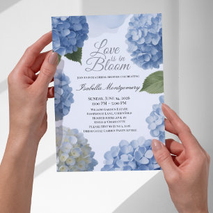 Liebe ist in Blüte Feminine Blaue Hortensie Einladung