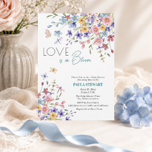 Liebe ist in Blüte Libellen Blaue Babyparty Einladung