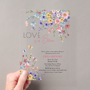 Liebe ist in Blüte Libellen Rosa Babyparty Acryleinladungen
