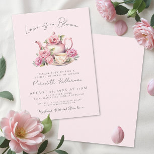 Liebe ist in Blüte Rosa Blumen Tee Brautparty Einladung