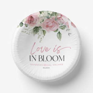 Liebe ist in Blüte Rosa Rose Floral Brautparty Pappteller