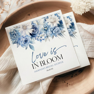 Liebe ist in Blüte Staubblau Florale Hochzeitsdusc Serviette
