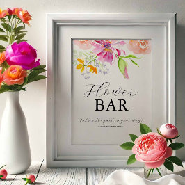 Liebe ist in Blüten Brautparty Blumenbar-Schild Poster