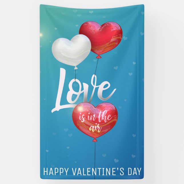 Liebe ist in den Luftvalentine-Ballonen - Fahne Banner (Vertikal)