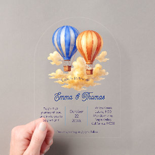 Liebe ist in der Air Hot Air Ballon Reisen Hochzei Acryleinladungen