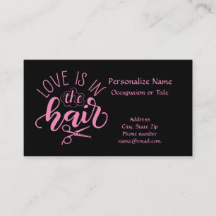 Liebe ist in der Haare Zitat Beautician Haar Styli Visitenkarte