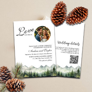 Liebe ist in der Luft QR-Code und Foto Hochzeit Einladung