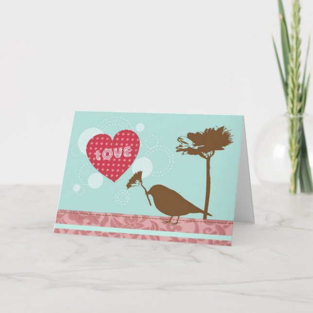 Liebe ist in der Luft-Vogel-Gruß-Karte Karte (Vorderseite)