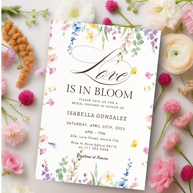 Liebe ist in der Wildblume Blumenkohl Brautparty Einladung (Love is In Bloom Wildflower Floral Bridal Shower Invitation)