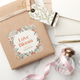 Liebe ist in voller Blüte Boho Wildblumen Brautpar Quadratischer Aufkleber