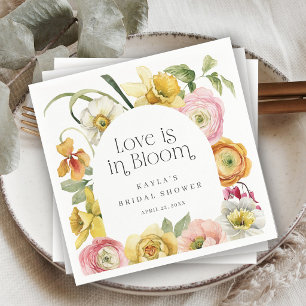 Liebe ist in voller Blüte Helle Florale Hochzeitsd Serviette