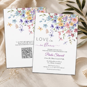 Liebe ist in voller Blüte QR Code Baby Shower Einladung