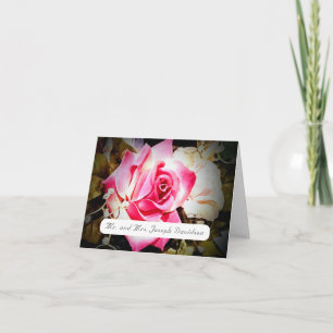 Liebe ist in voller Blüte Rosa Rosen gefaltete Dan Dankeskarte