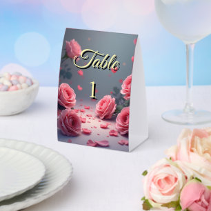Liebe ist in voller Blüte Rosa Rosen Hochzeit Eleg Tischaufsteller