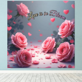 Liebe ist in voller Blüte Rosa Rosen Romantischer  Leinwanddruck