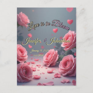 Liebe ist in voller Blüte Rosa Rosen Save-the-Date Postkarte