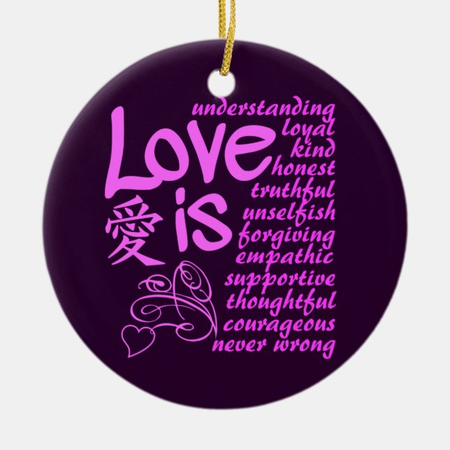 Liebe ist ... individuelle Name & Dattelschmuck Keramik Ornament (Vorne)