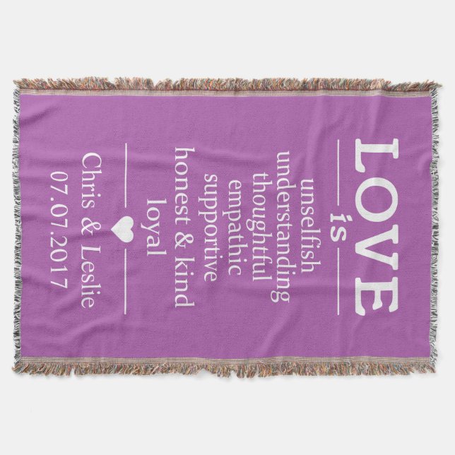 Liebe ist ... individuelle Name, Datum & Farbe wer Decke (Vorderseite)