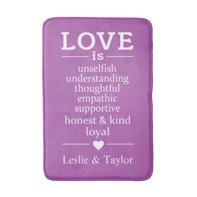 Liebe ist ... individuelle Namen und Farbbadematte Badematte (Vorderseite Vertikal)