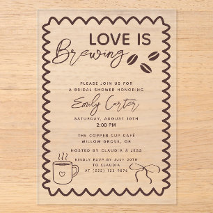 Liebe ist Kaffee-Thema Brautparty Acryleinladungen