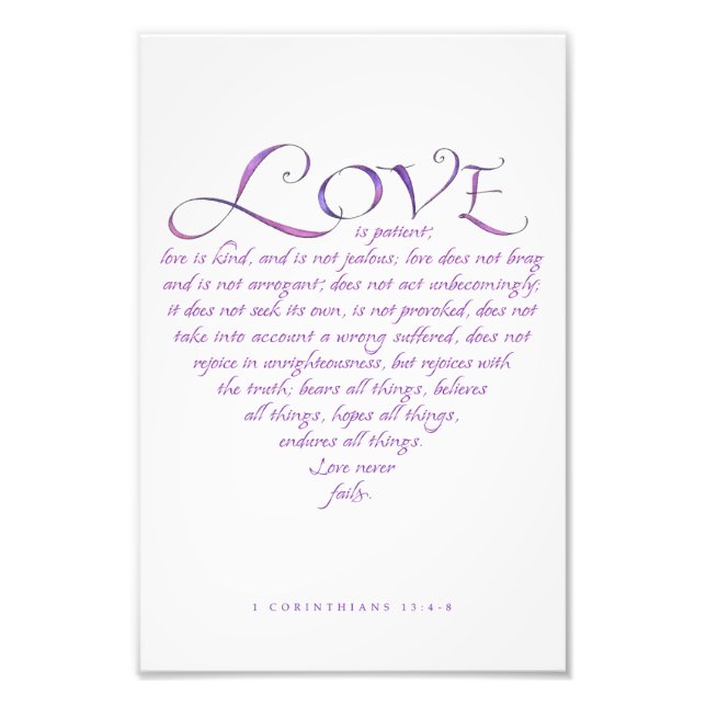 Liebe ist Kind Zitat Typografie Blau/Lila Herz Fotodruck (Vorne)