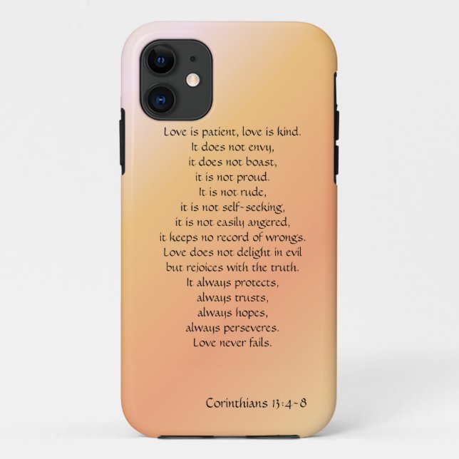 Liebe ist, Korinther versifizieren, Pfirsich Case-Mate iPhone Hülle (Rückseite)