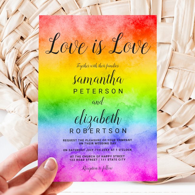 Liebe ist Liebe Aquarell Foto Lesben Hochzeit Einladung (Von Creator hochgeladen)