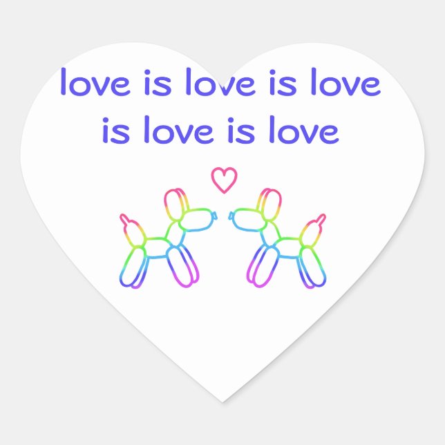 Liebe ist Liebe Ballon Hunde Herzsticker Herz-Aufkleber (Vorderseite)