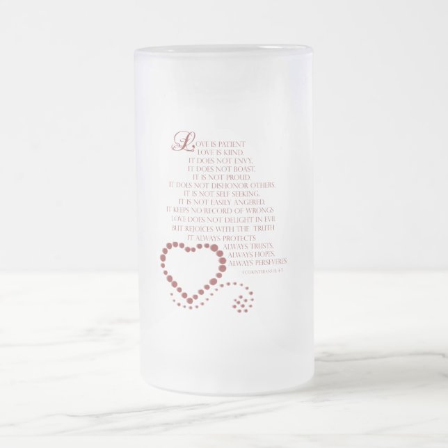 Liebe ist Liebe des Patienten ist Art 1 Korinther  Mattglas Bierglas (Mittel)